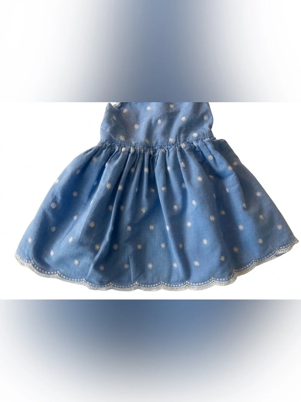 Cat & Jack girl’s Light Blue Embroidered Ruffle Strap Dress. Size 3T.